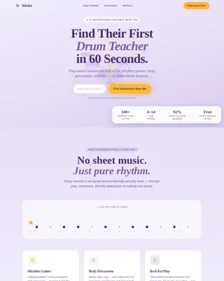 Kids Drum Instructor Directory Landing Page Template
