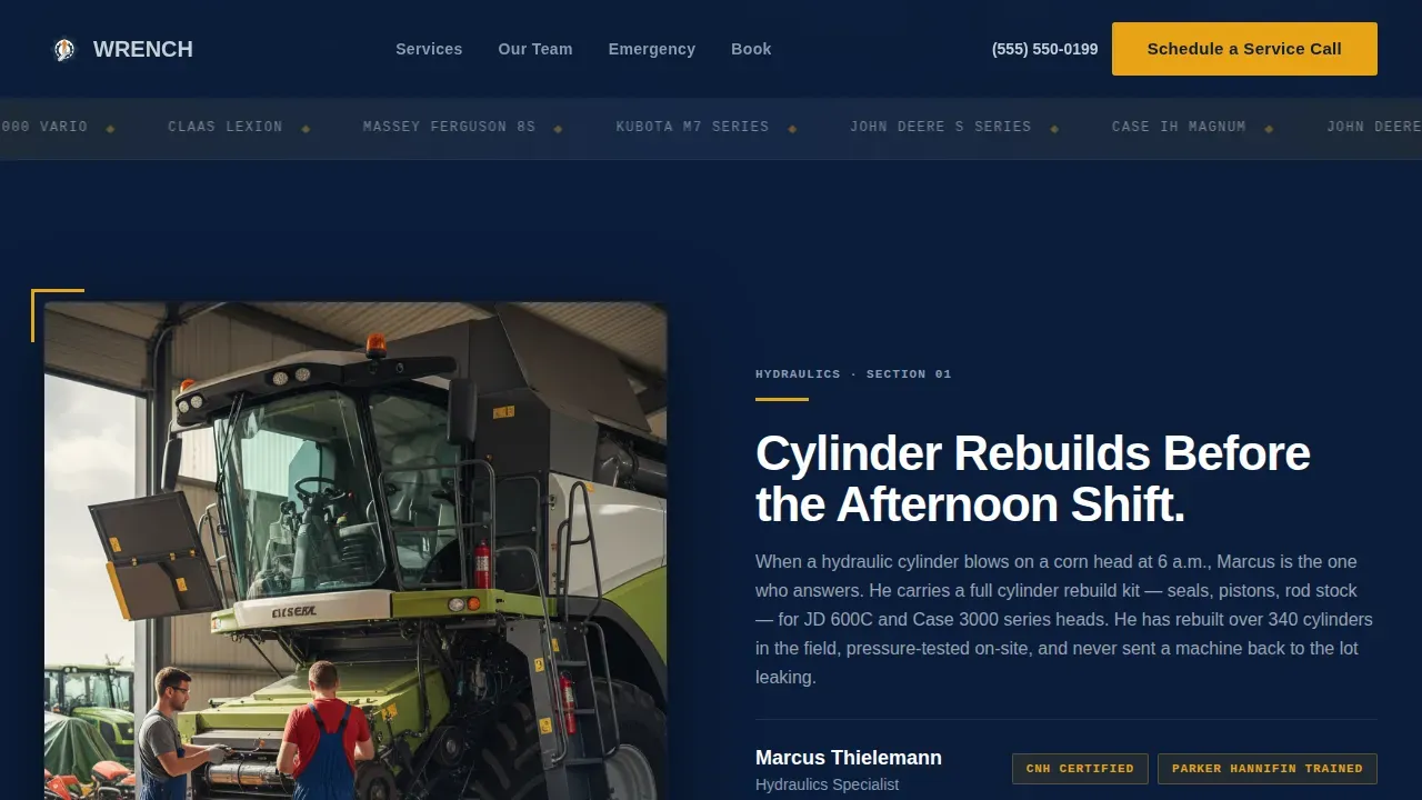 Farm Equipment Repair Landing Page Template