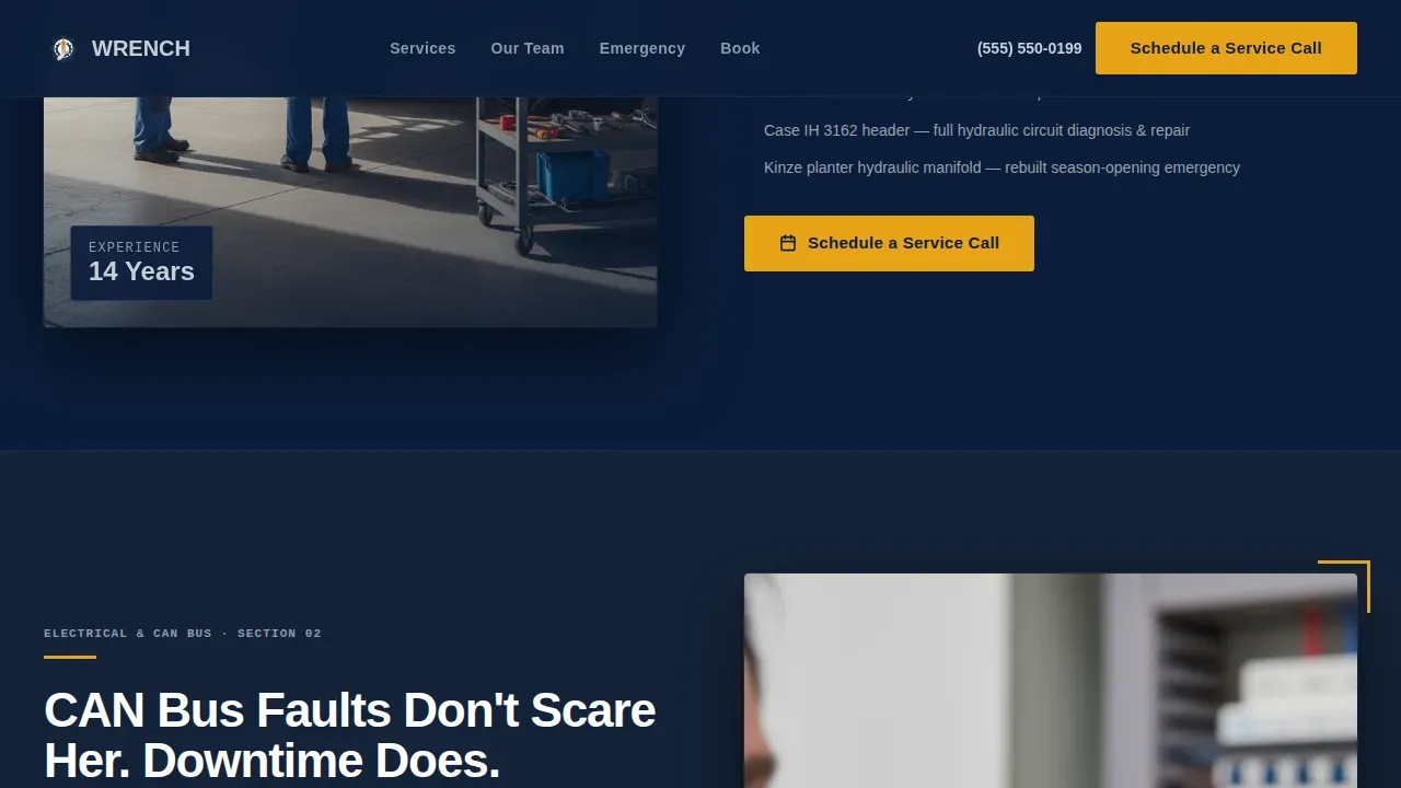 Farm Equipment Repair Landing Page Template