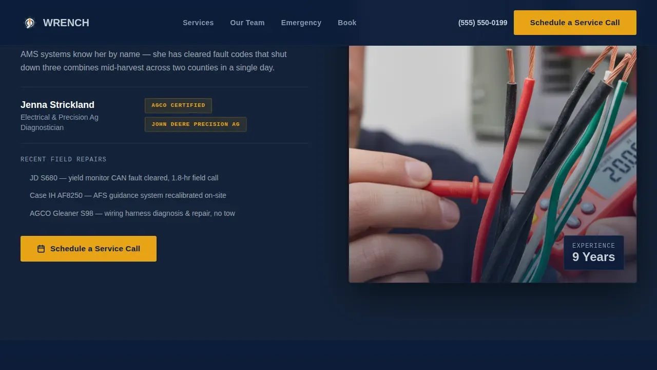 Farm Equipment Repair Landing Page Template