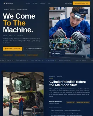 Farm Equipment Repair Landing Page Template