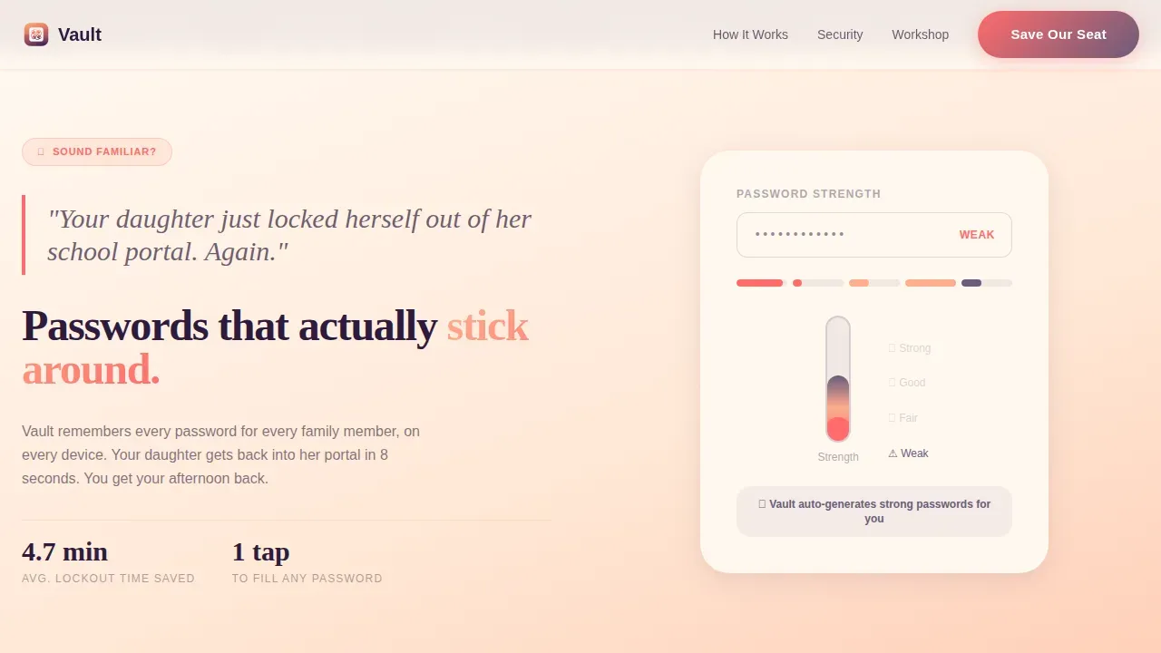 Family Password Manager Landing Page Template
