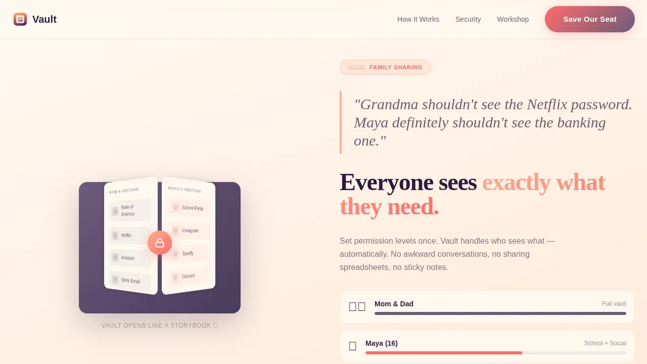 Family Password Manager Landing Page Template