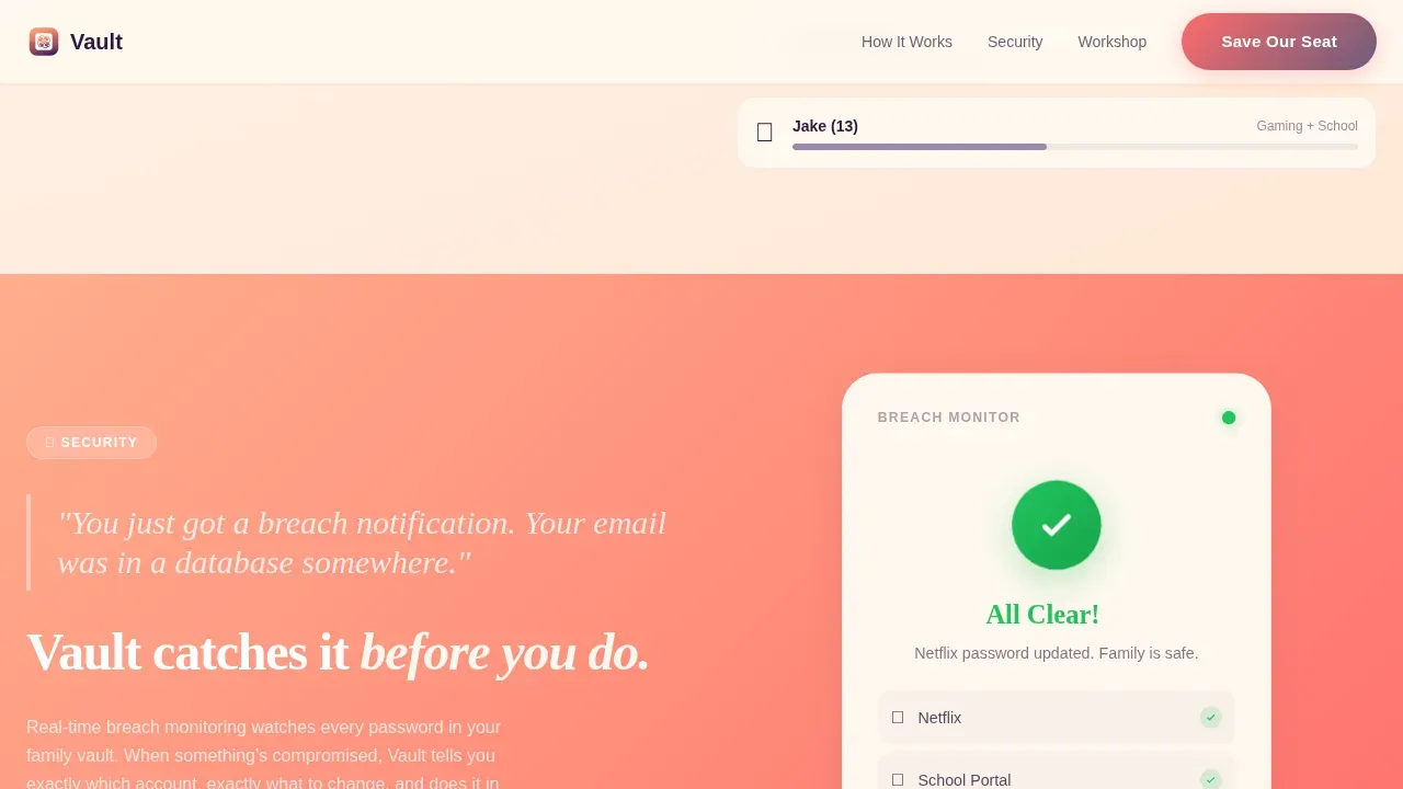 Family Password Manager Landing Page Template