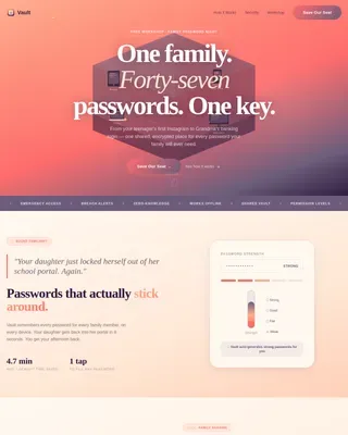 Family Password Manager Landing Page Template