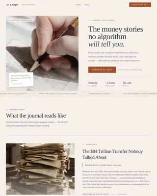Heritage Editorial Personal Finance Newsletter Landing Page Template