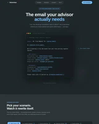 Travel Referral Landing Page Template | Advisor-Ready