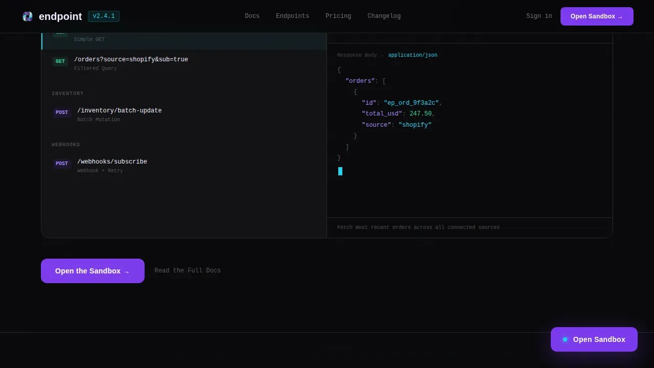 Unified D2C API Documentation Landing Page Template