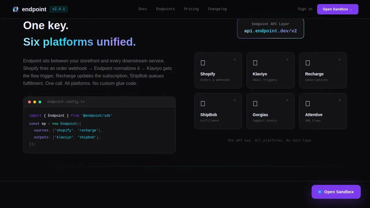 Unified D2C API Documentation Landing Page Template