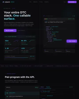 Unified D2C API Documentation Landing Page Template