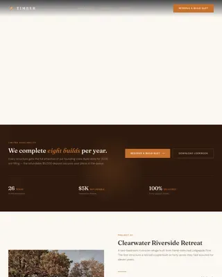 Premium Log Home Developer Landing Page Template
