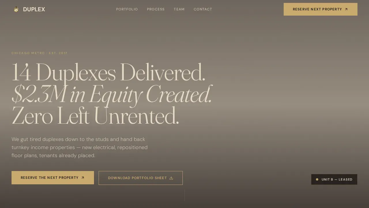 Duplex & Multi-Family Real Estate Portfolio Website Template