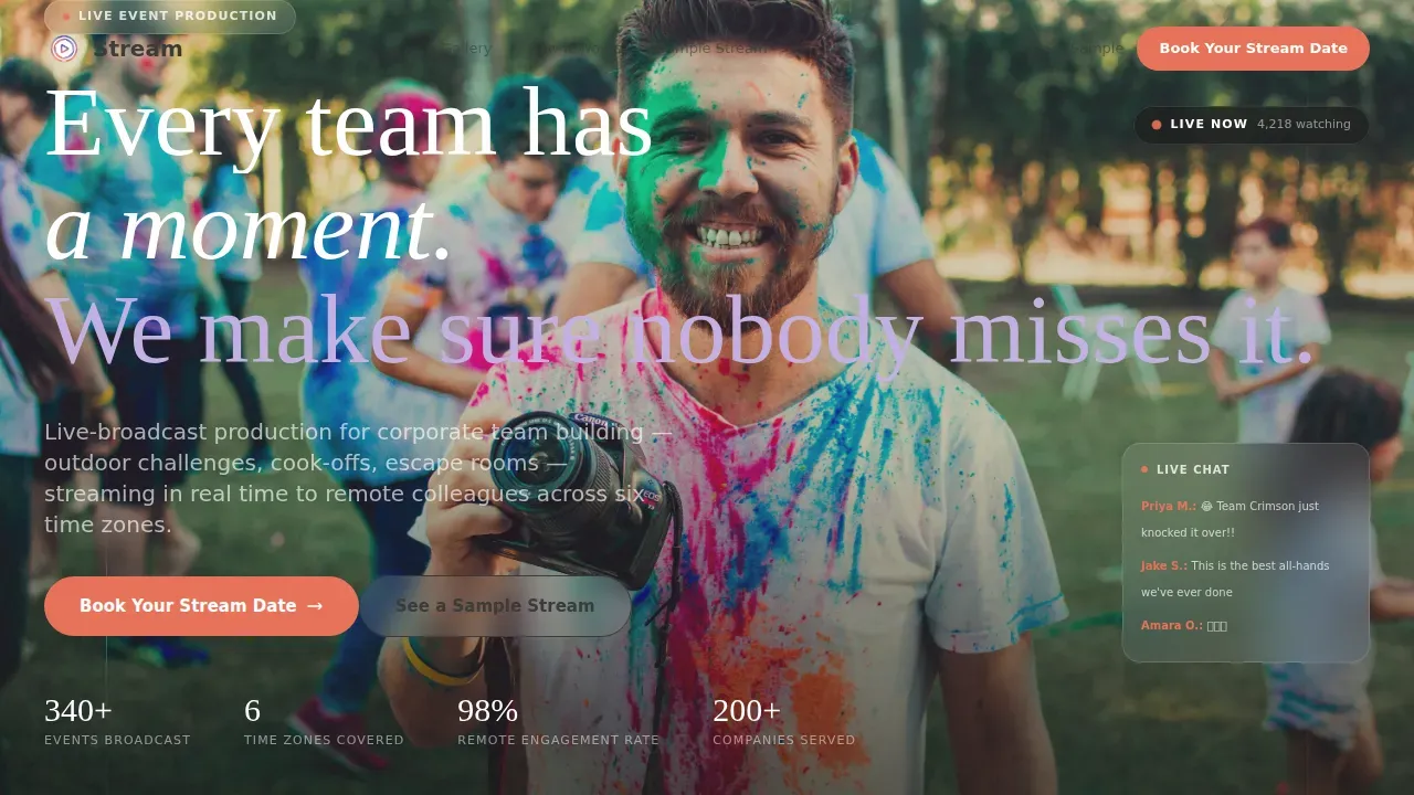 Interactive Team Experience Landing Page Template