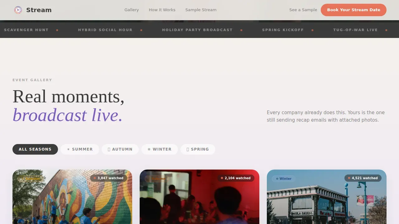 Interactive Team Experience Landing Page Template