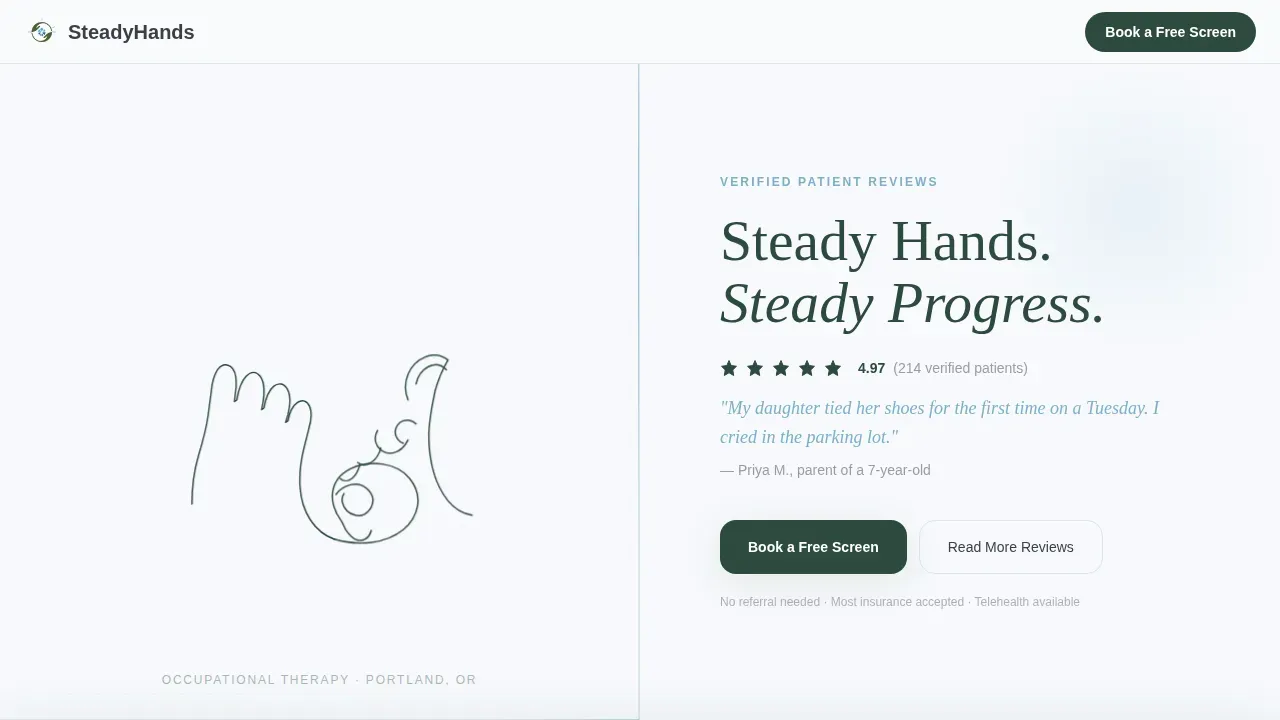 Occupational Therapist Review Landing Page Template