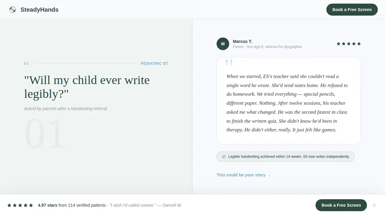 Occupational Therapist Review Landing Page Template