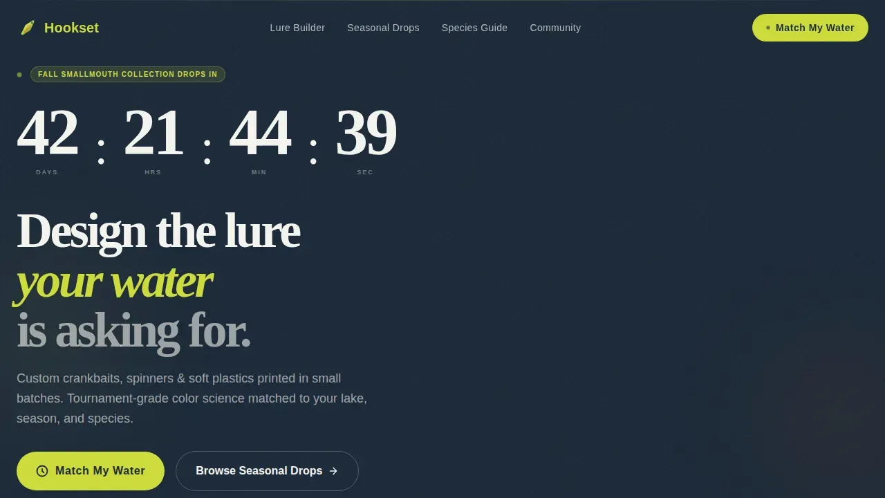 Bespoke Fishing Gear eCommerce Landing Page Template