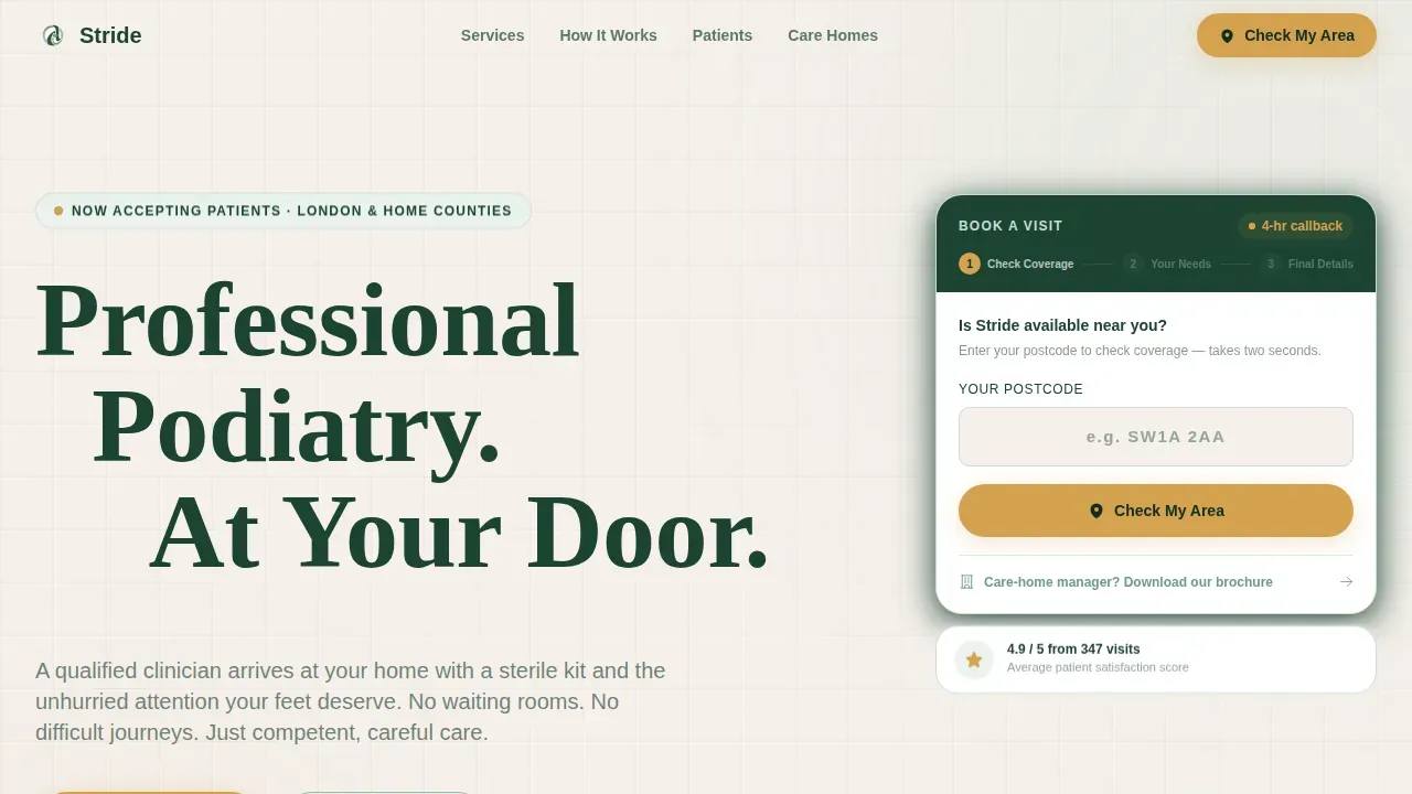 Mobile Podiatry Home Visit Landing Page Template