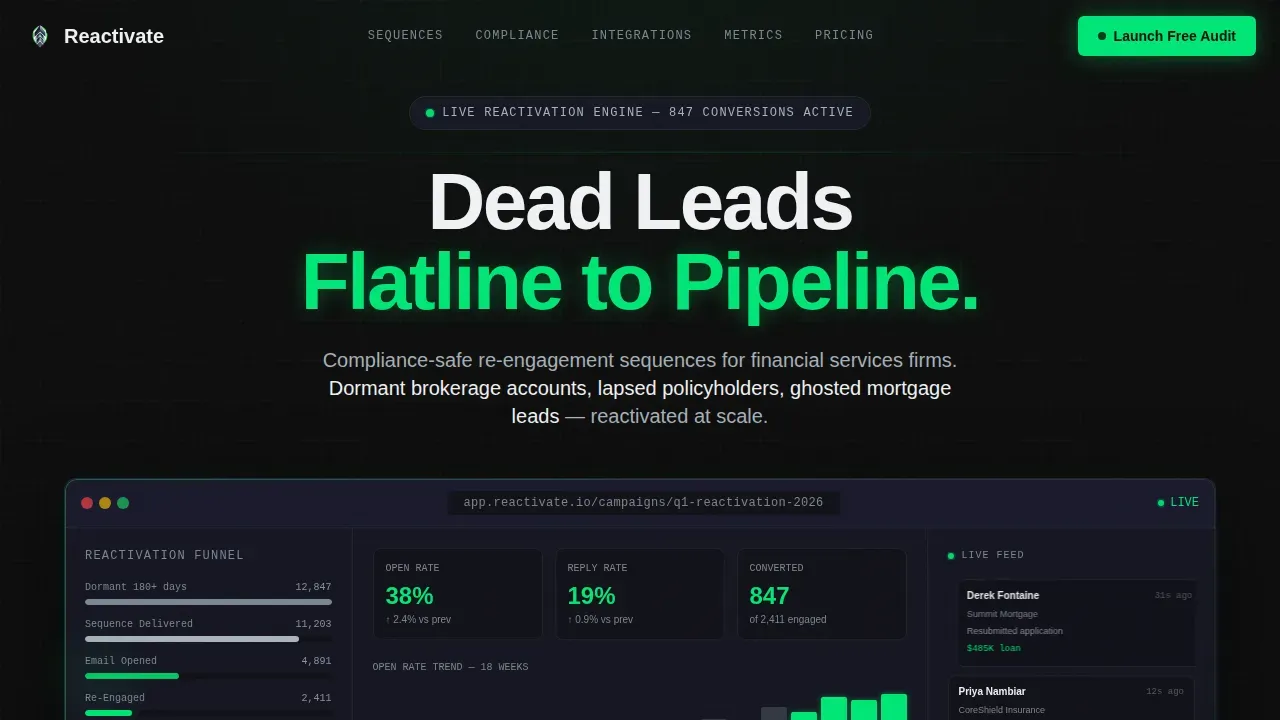 Powerful Fintech Re-engagement Landing Page Template