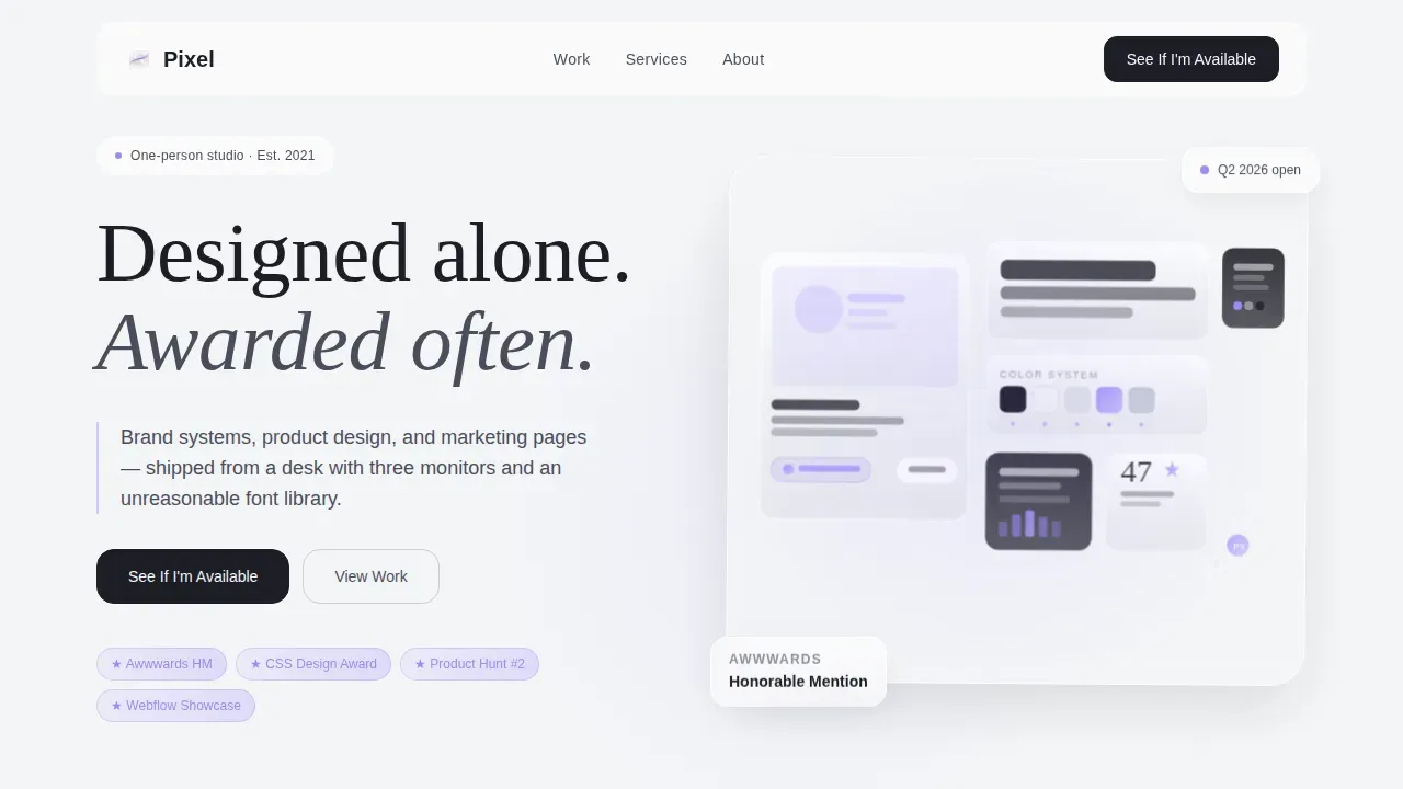 Award-Winning Freelance Designer Landing Page Template