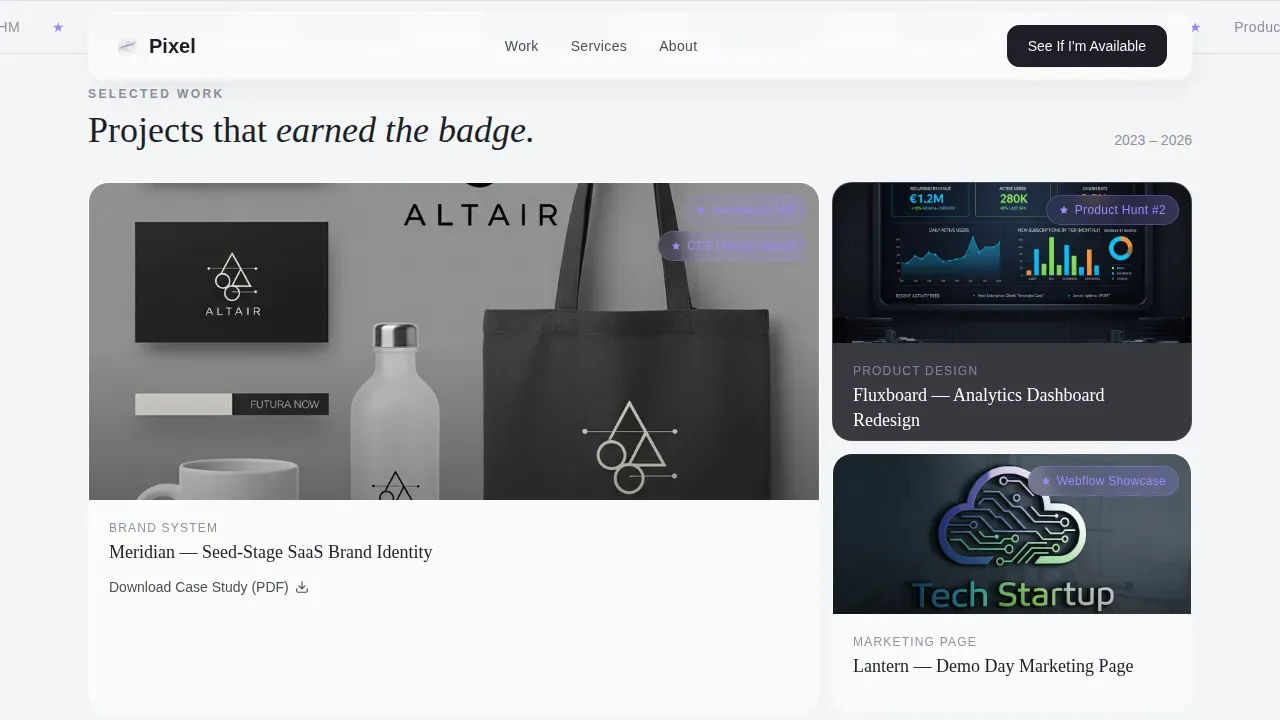 Award-Winning Freelance Designer Landing Page Template