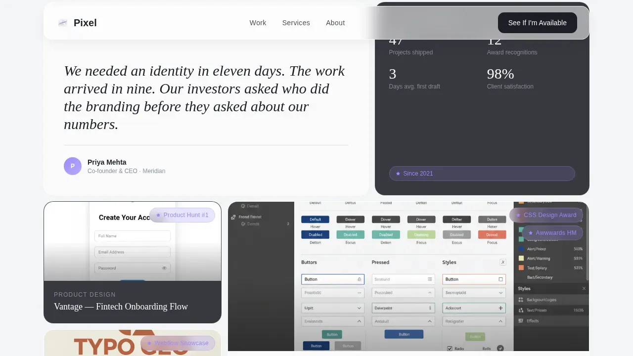 Award-Winning Freelance Designer Landing Page Template