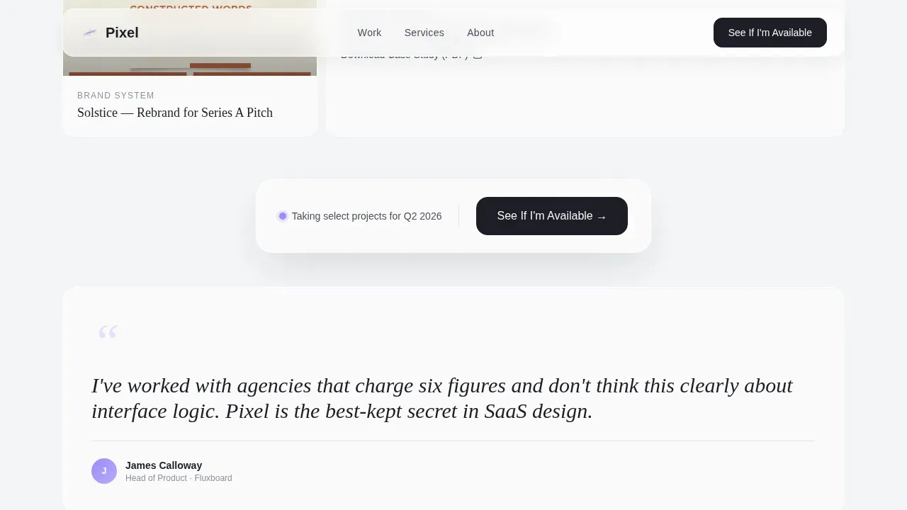 Award-Winning Freelance Designer Landing Page Template