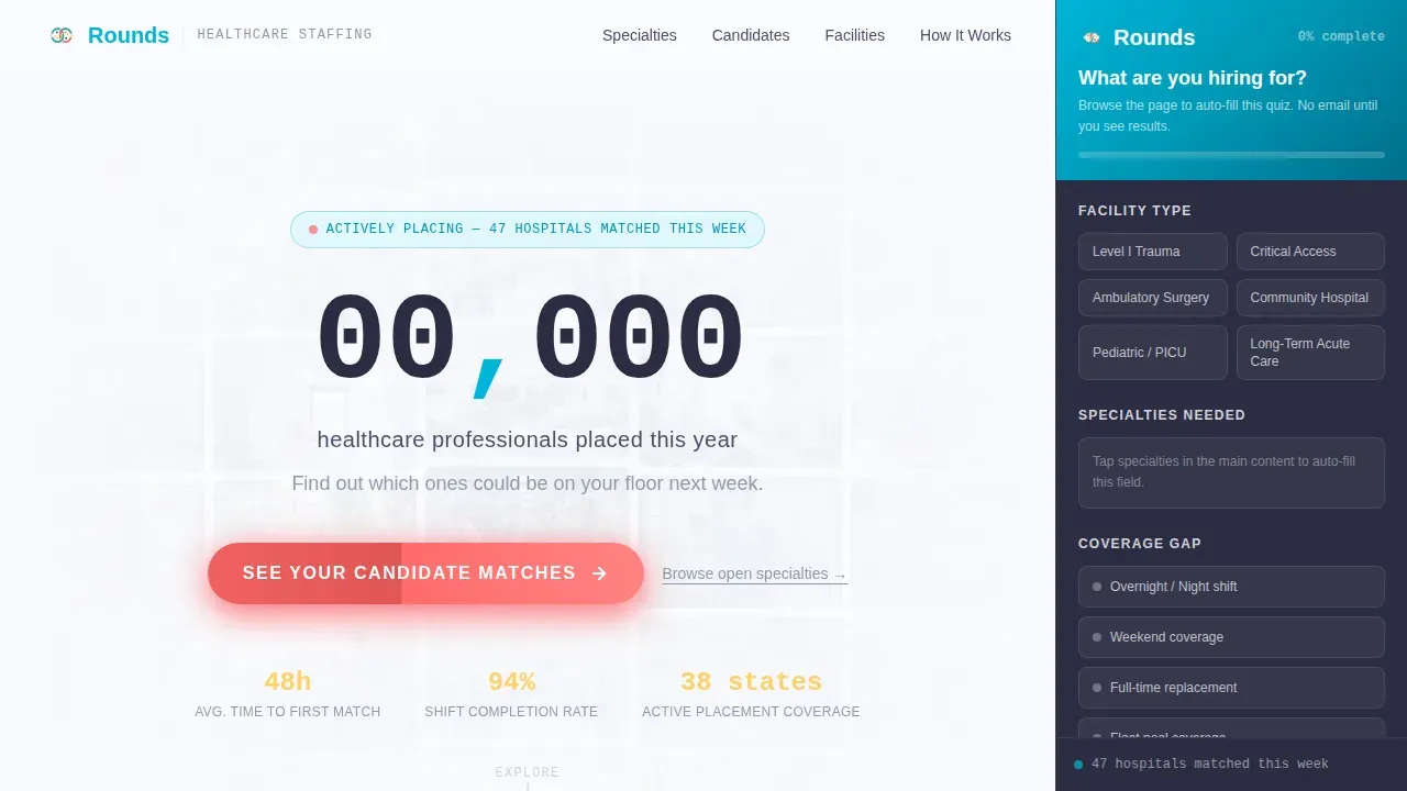 Premium Healthcare Staffing | Free Website Template | Rocket