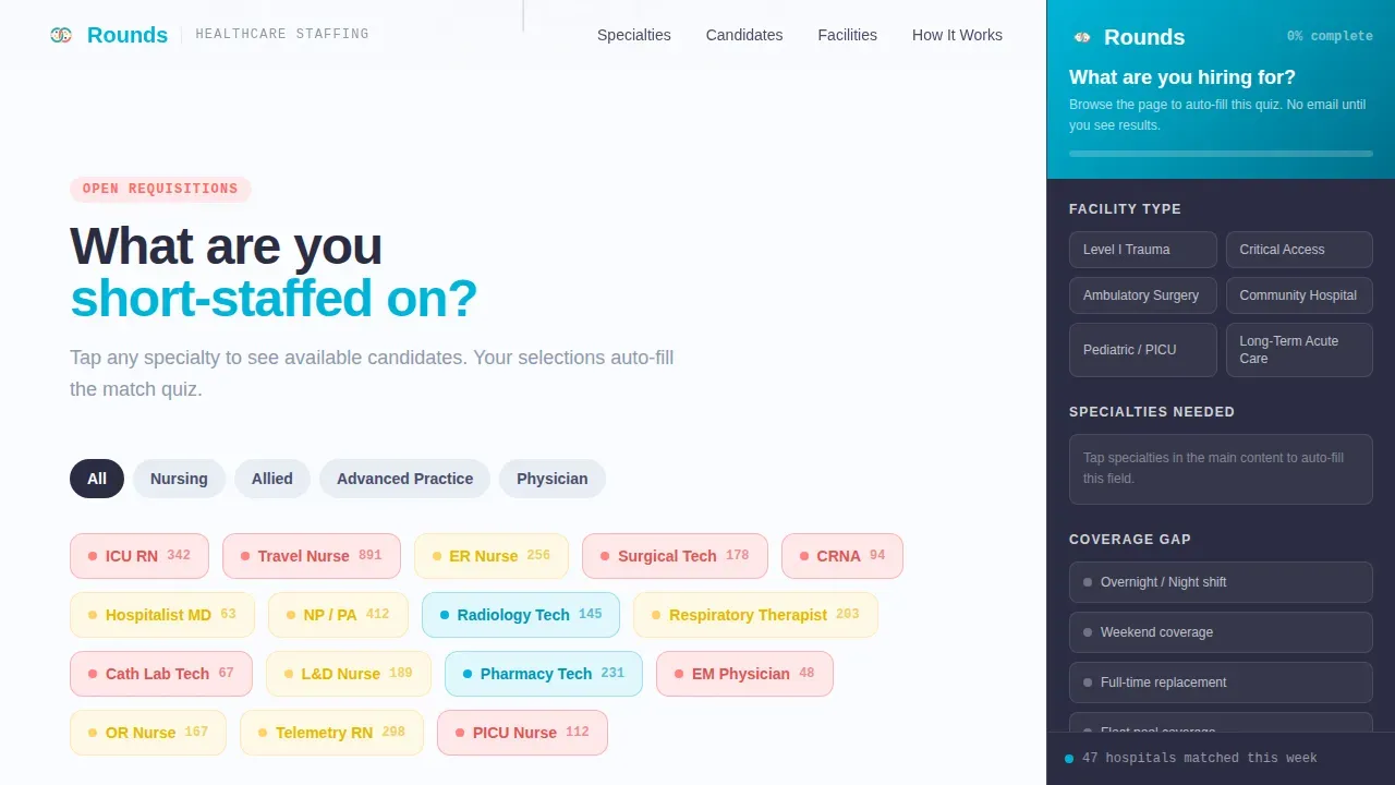 Premium Healthcare Staffing | Free Website Template | Rocket