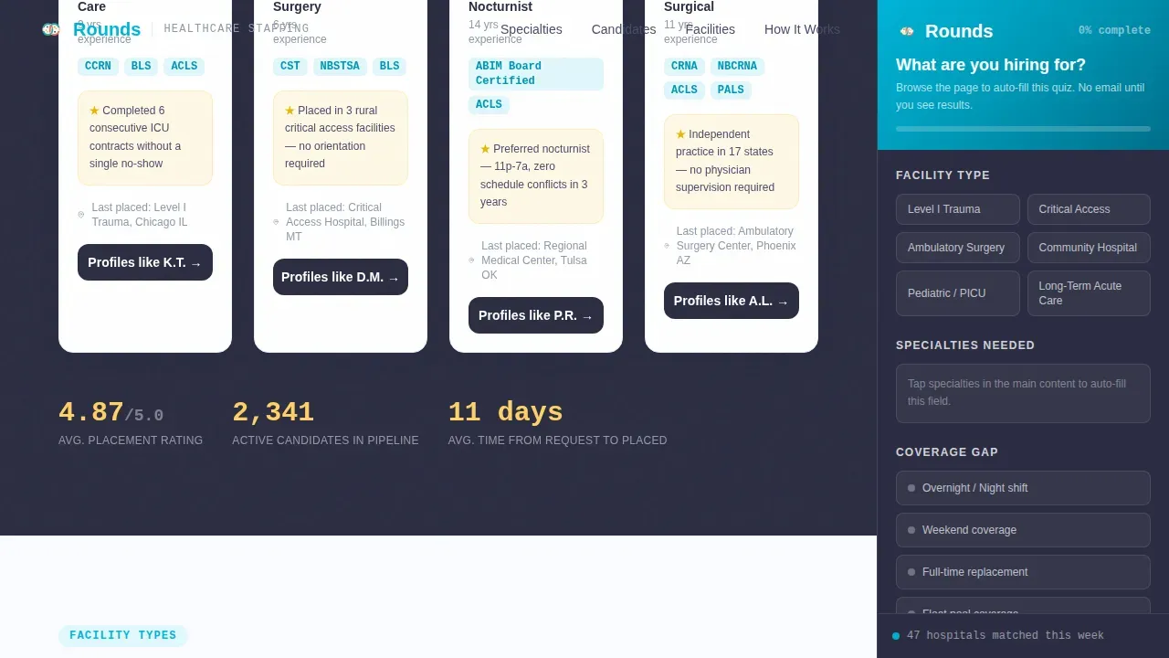 Premium Healthcare Staffing | Free Website Template | Rocket