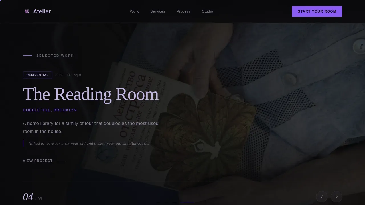 Cinematic Interior Designer Portfolio Landing Page