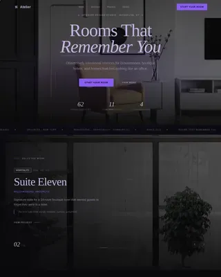 Cinematic Interior Designer Portfolio Landing Page