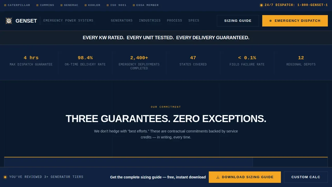 Reliable Backup Power Landing Page Template