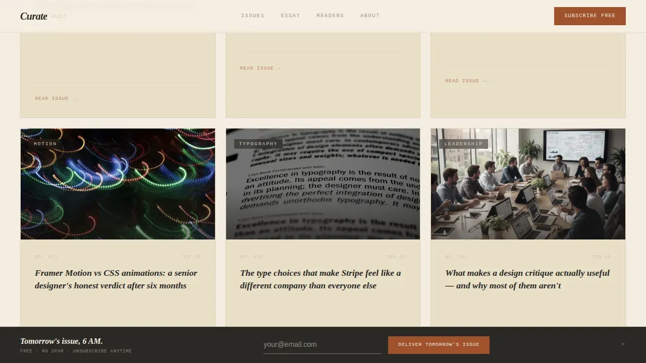 Luxe Minimal user experience Design Newsletter Landing Page