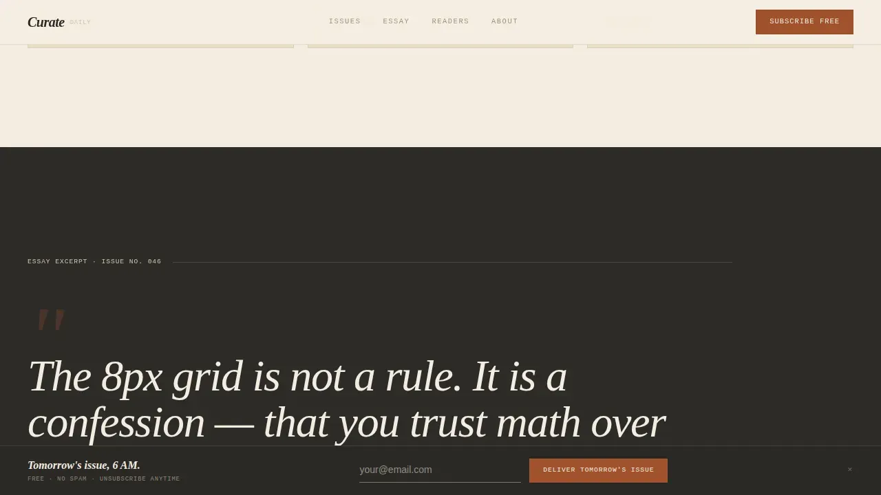 Luxe Minimal user experience Design Newsletter Landing Page