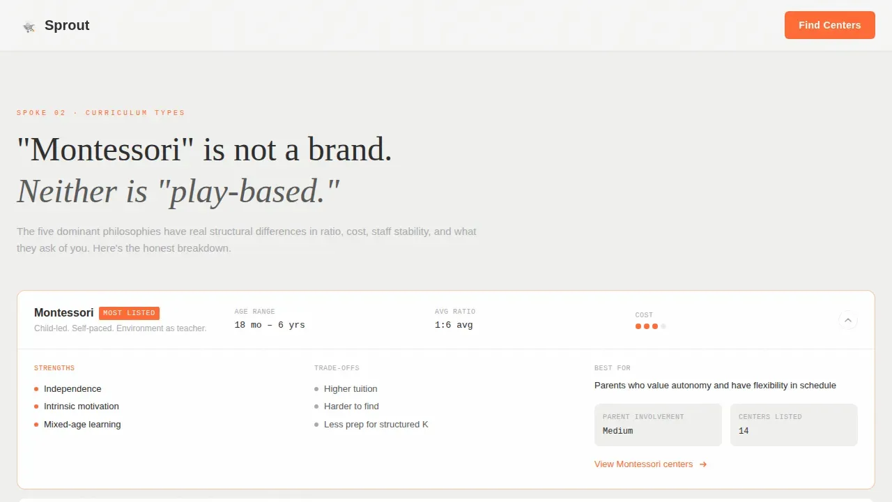 Daycare Discovery & Comparison Landing Page Template