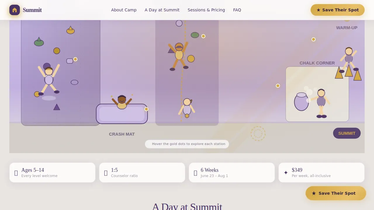 Youth Climbing Camp Landing Page Template