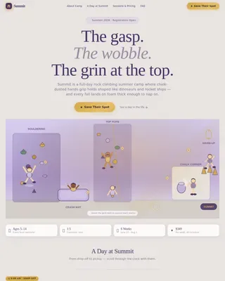 Youth Climbing Camp Landing Page Template