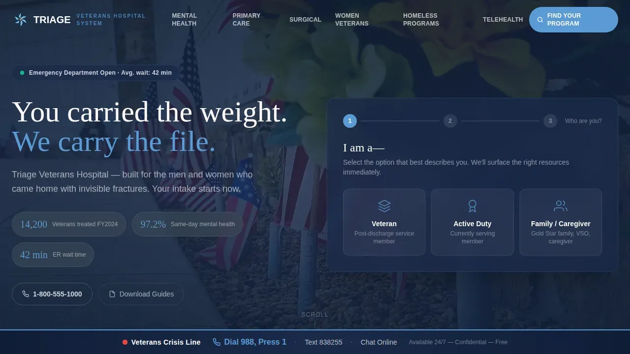 Veterans Hospital Care Landing Page Template