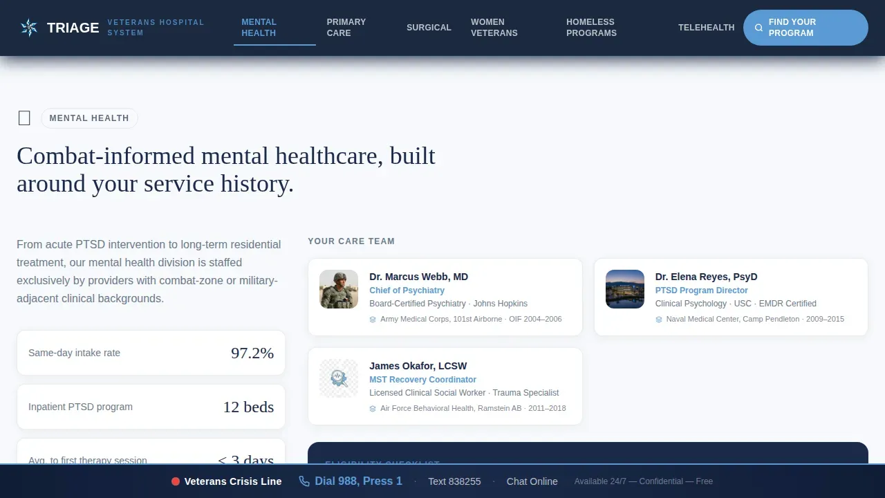 Veterans Hospital Care Landing Page Template