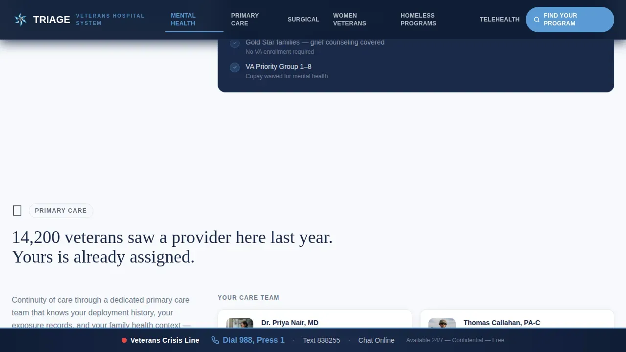 Veterans Hospital Care Landing Page Template