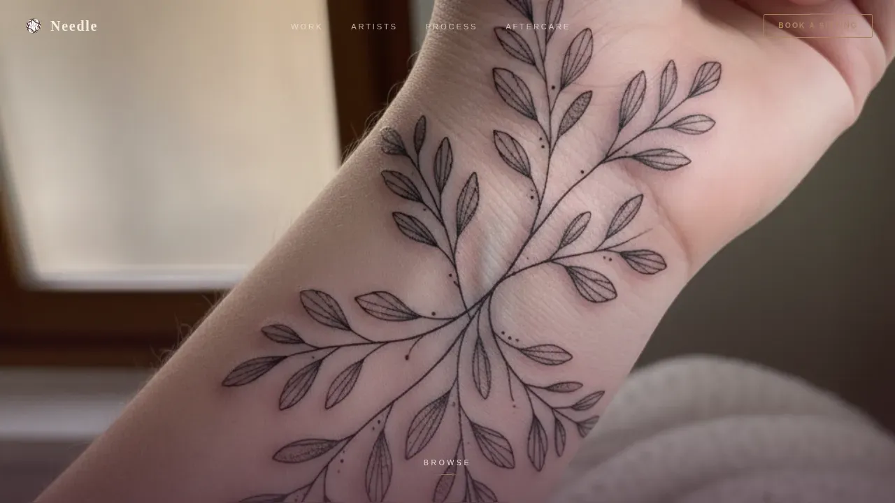 Minimalist Tattoo Portfolio Landing Page Template