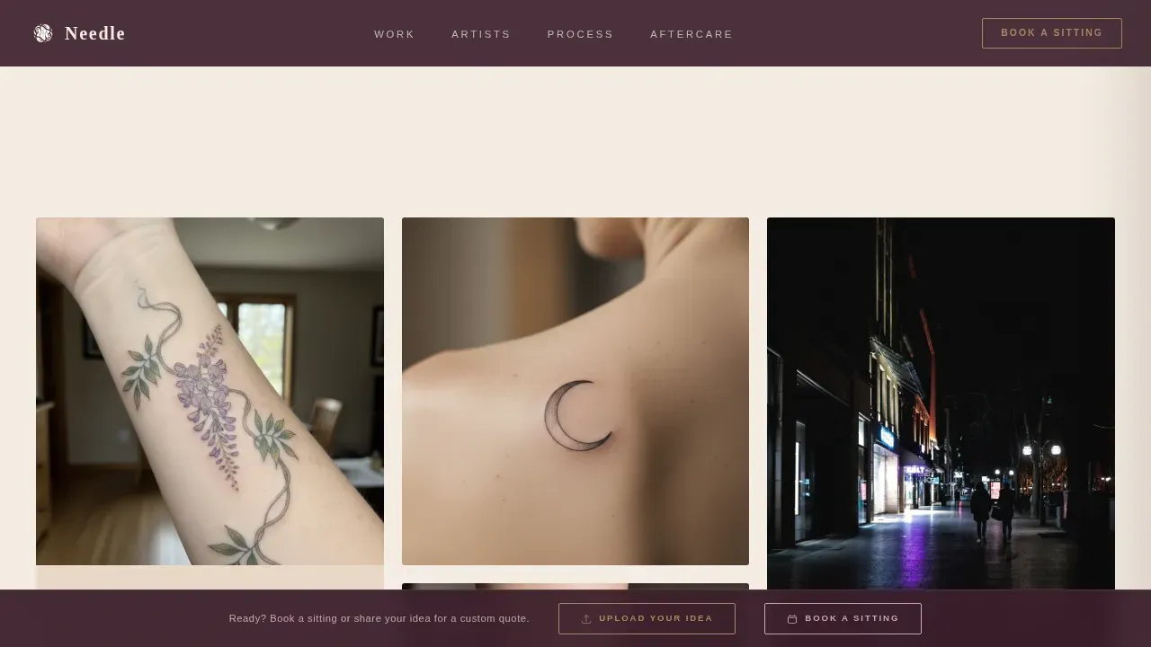 Minimalist Tattoo Portfolio Landing Page Template