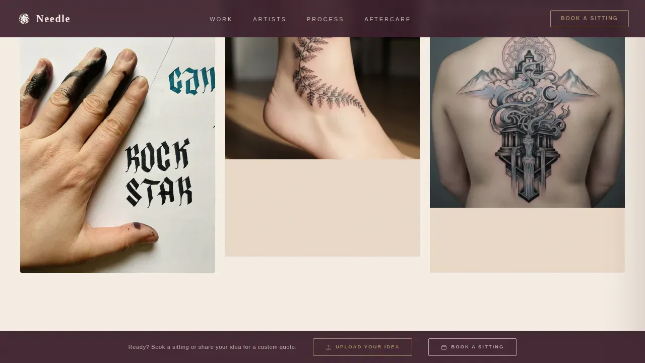 Minimalist Tattoo Portfolio Landing Page Template