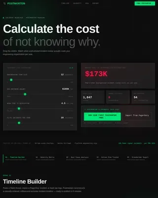 Incident Cost Estimator RCA Landing Page Template