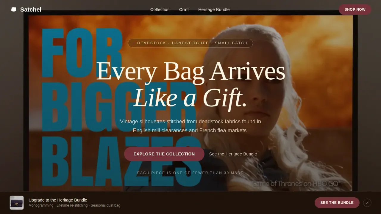 Neo-Retro Cottagecore Bag Brand Landing Page Template