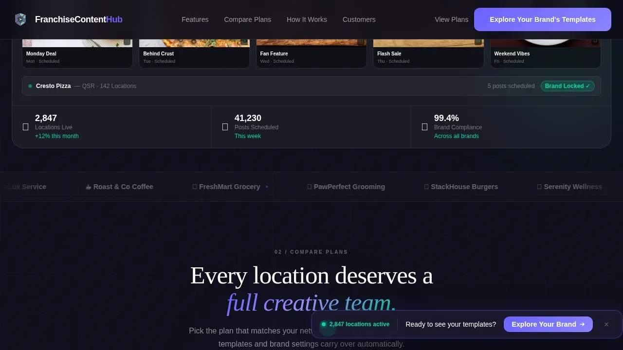 Franchise Digital Presence Pricing & Packages Website Template