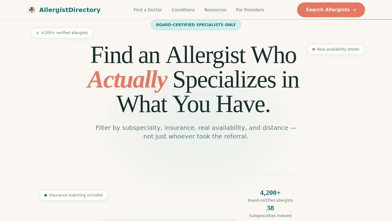 Allergist Directory Landing Page Template