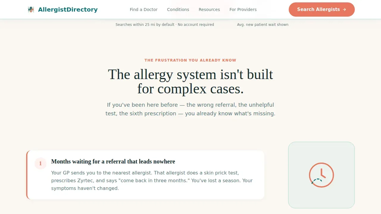 Allergist Directory Landing Page Template