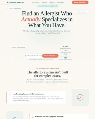 Allergist Directory Landing Page Template